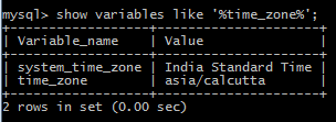 show variable timezone